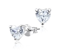 Heart CZ Silver Stud Earrings STS-2617